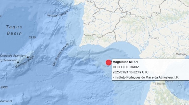 Sismo com magnitude de 3.1 registado a Sul de Olhão  