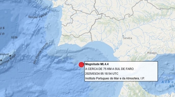 Sismo de 4,4 na escala de Richter sentido em Albufeira e Faro